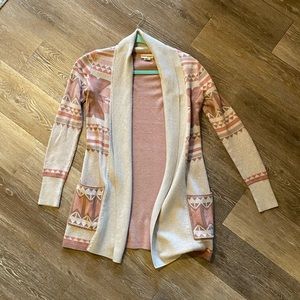 Yet Again XS Aztec Pattern Long Cardigan